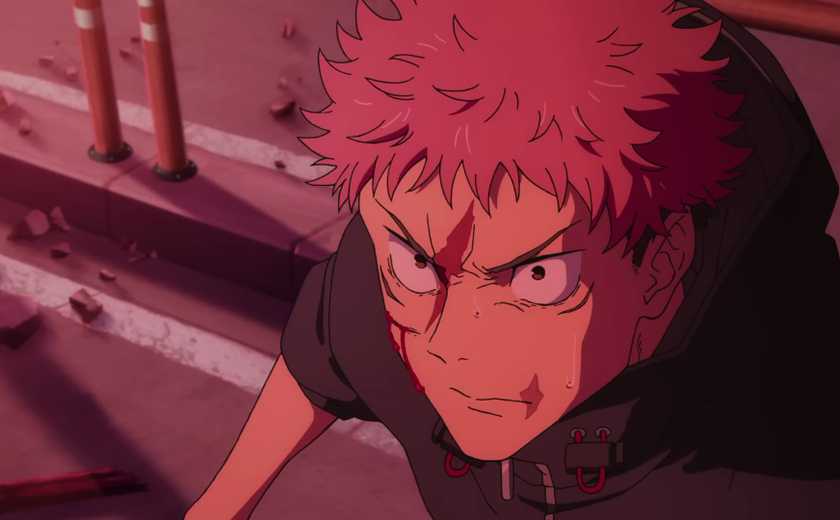 Yuji Itadori scowling mid-fight in JJK season 3